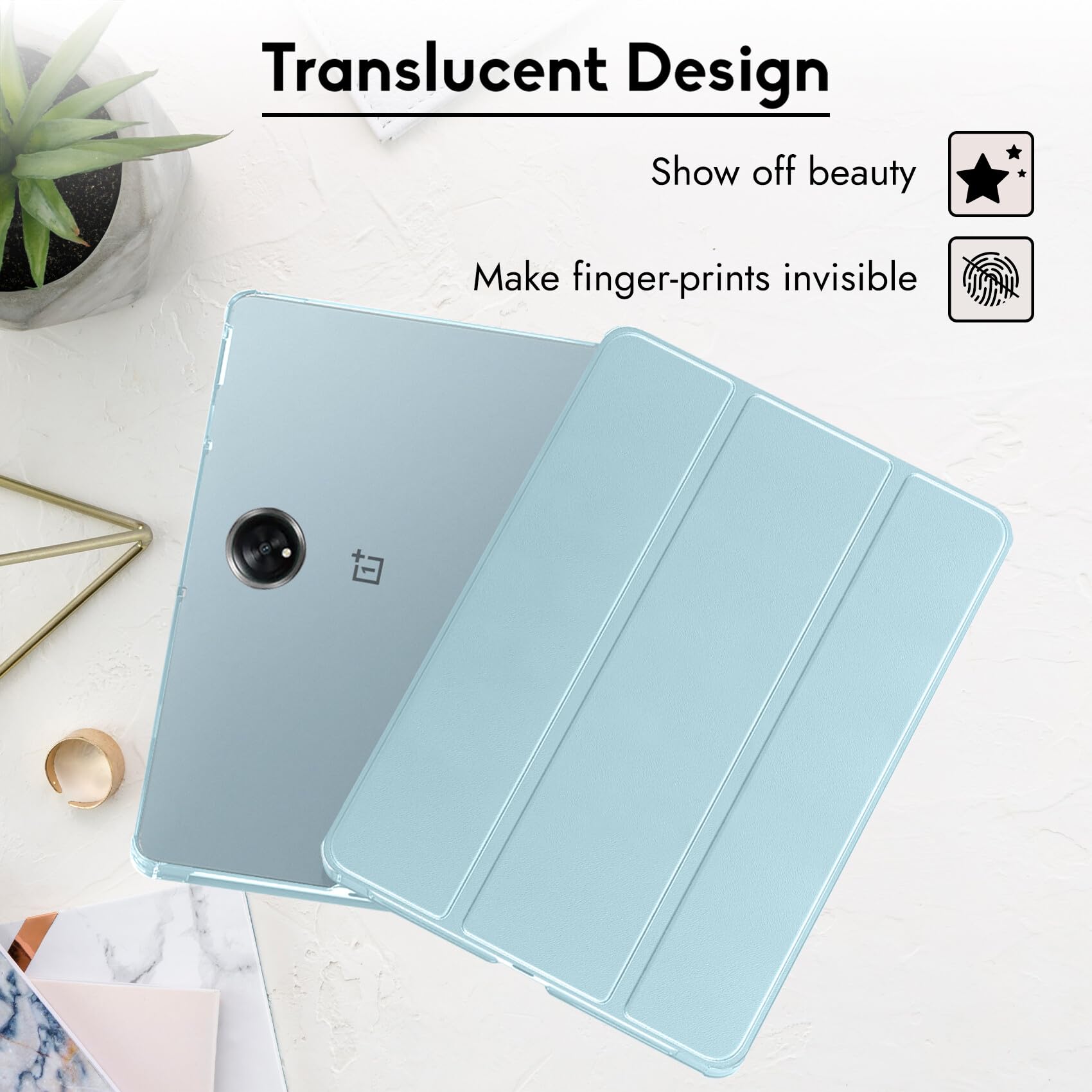 Robustrion Cover for OnePlus Pad Lite 11 inch Cover Case, Trifold Flip Cover Case for OnePlus Pad Lite Tablet Cover 11" with Translucent Back - Light Blue — Amazon image 5