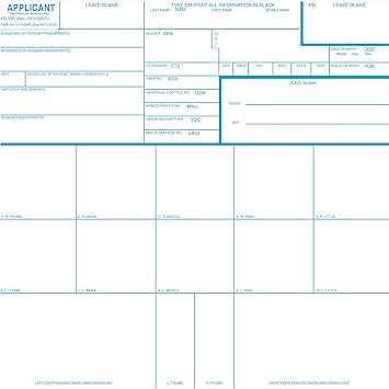 Official FD-258 Applicant Fingerprint Cards | Pack of 250 | For FBI Background Checks, Employment, and Immigration | New 2025 version 10/31/2023
