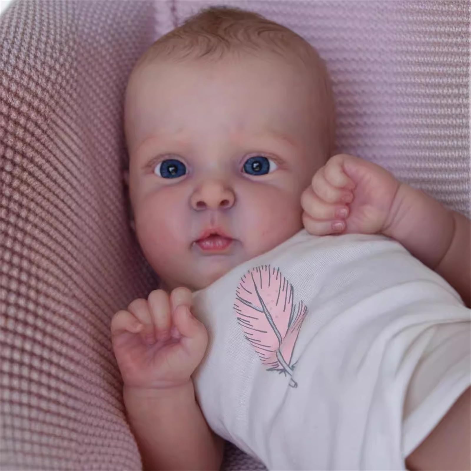 Reborn Puppe 19 Zoll 48 cm Reborn Baby Junge Lebensechte Babypuppen mit Weichkörper Süßer Ausdruck Baby Puppe 3D-Haut Puppe Junge Geschenk für Spielzeug ab 3 Jahre