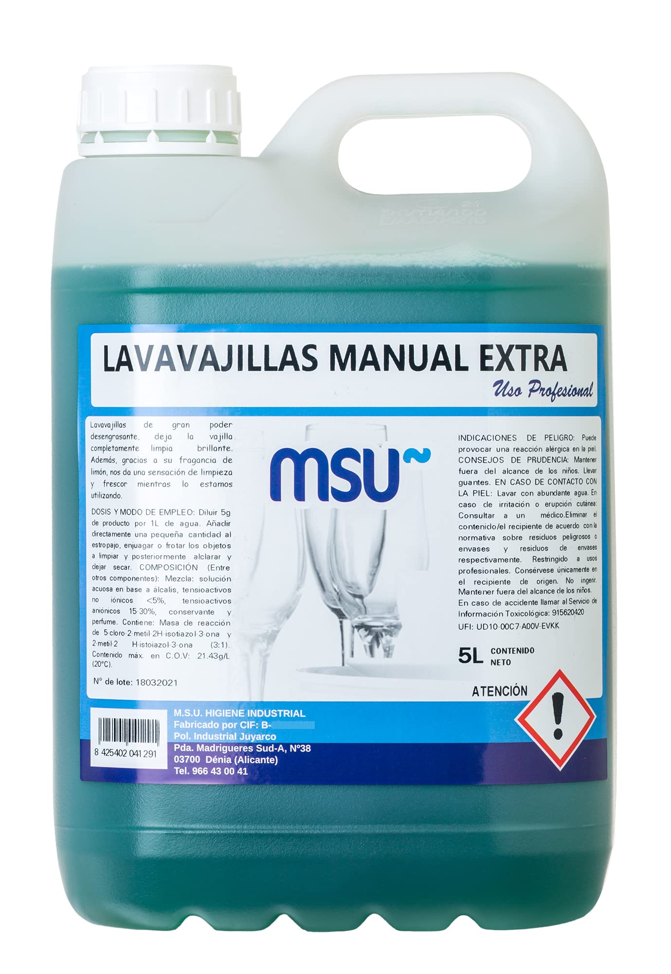 Lavavajillas Manual Extra de 5 Litros con Fragancia de Limón - Limpiador Potente para Cocina