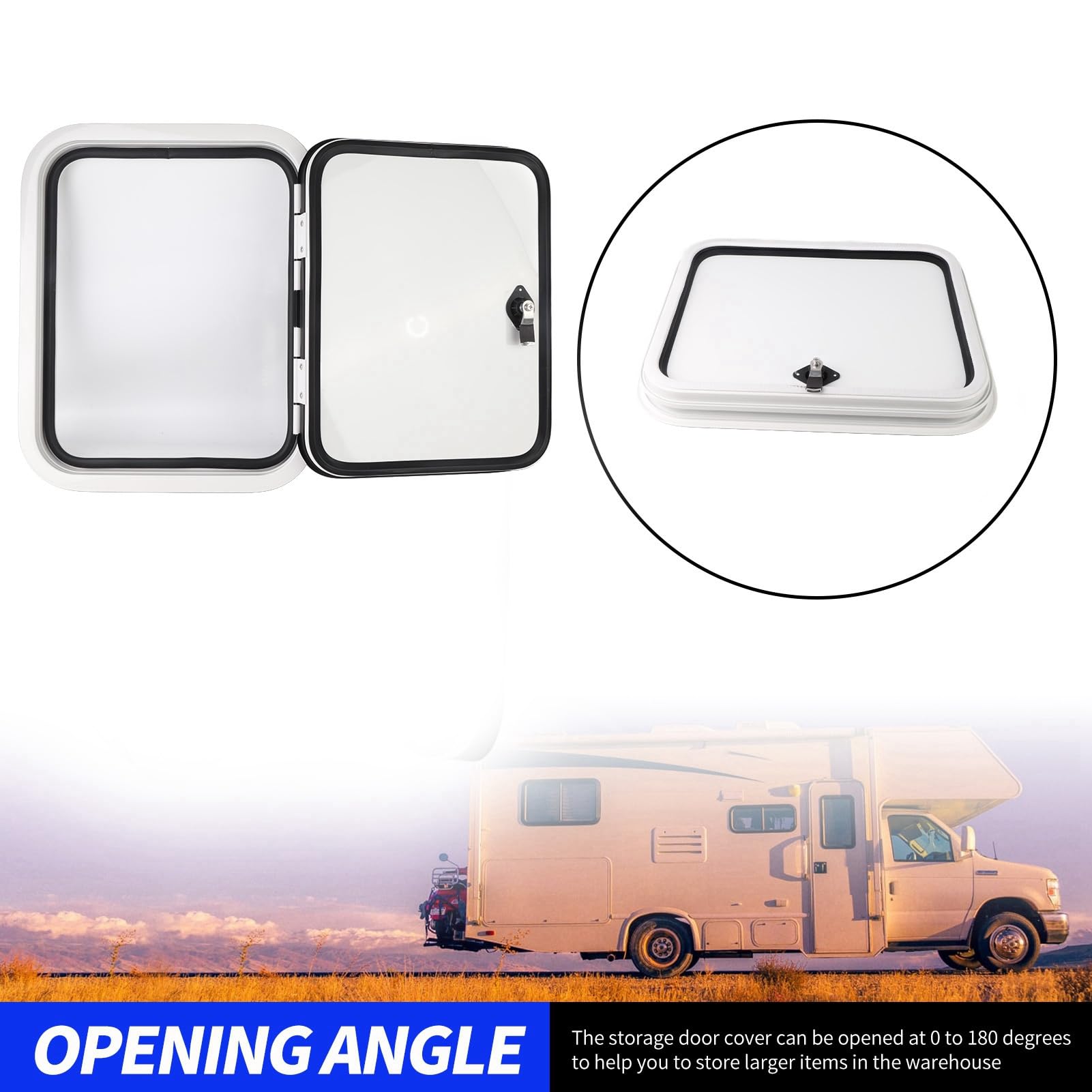 Porte de Compartiment de Camping car ,Ouverture à 180 Degrés Protection UV H500 W400mm Porte de Stockage d'accès RV Cadre en Alliage d'aluminium à étanchéité Parfaite pour