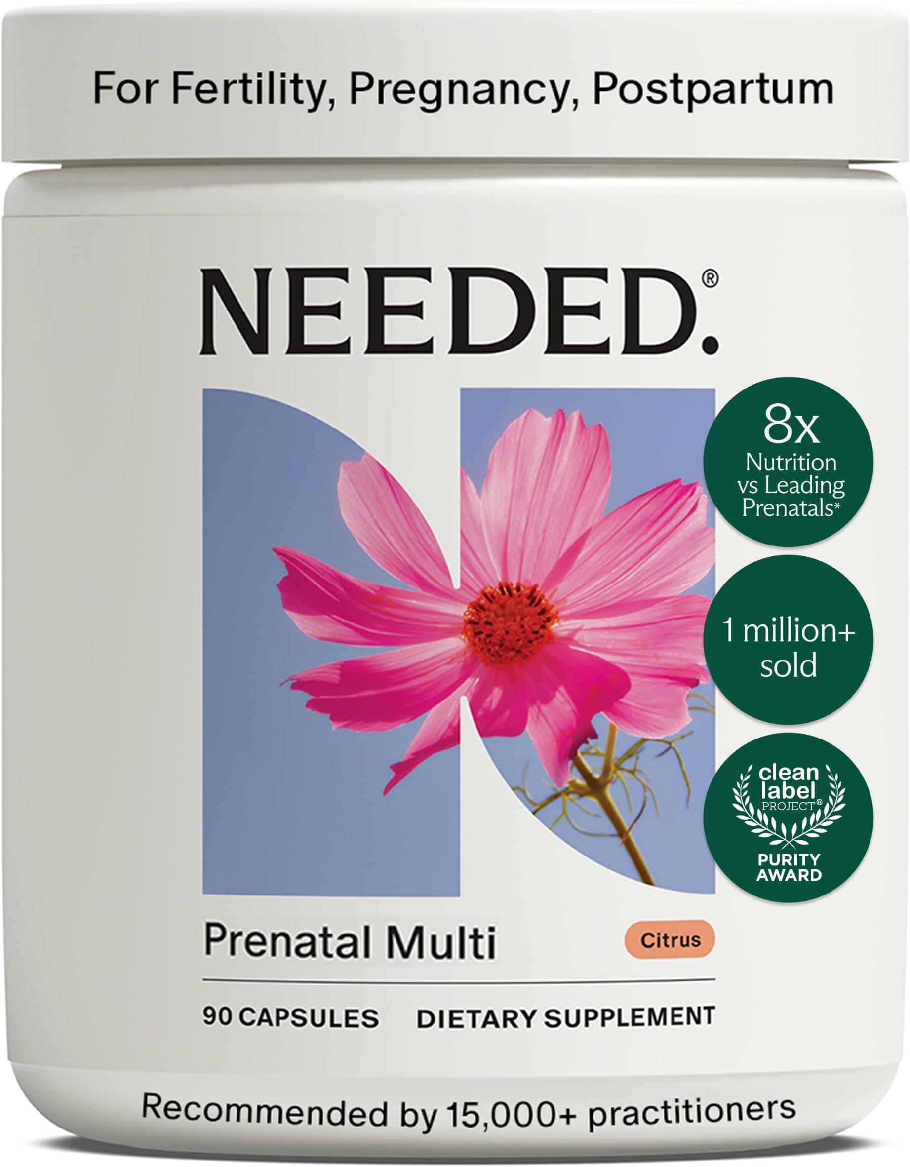 - Needed. Multivitamin for Prenatal | Prenatal Multi Essentials Capsule - Pregnancy, Breastfeeding, Postpartum | Expertly-Formulated & Third-Party Tested, Citrus Scent Insert | 30-Day Supply