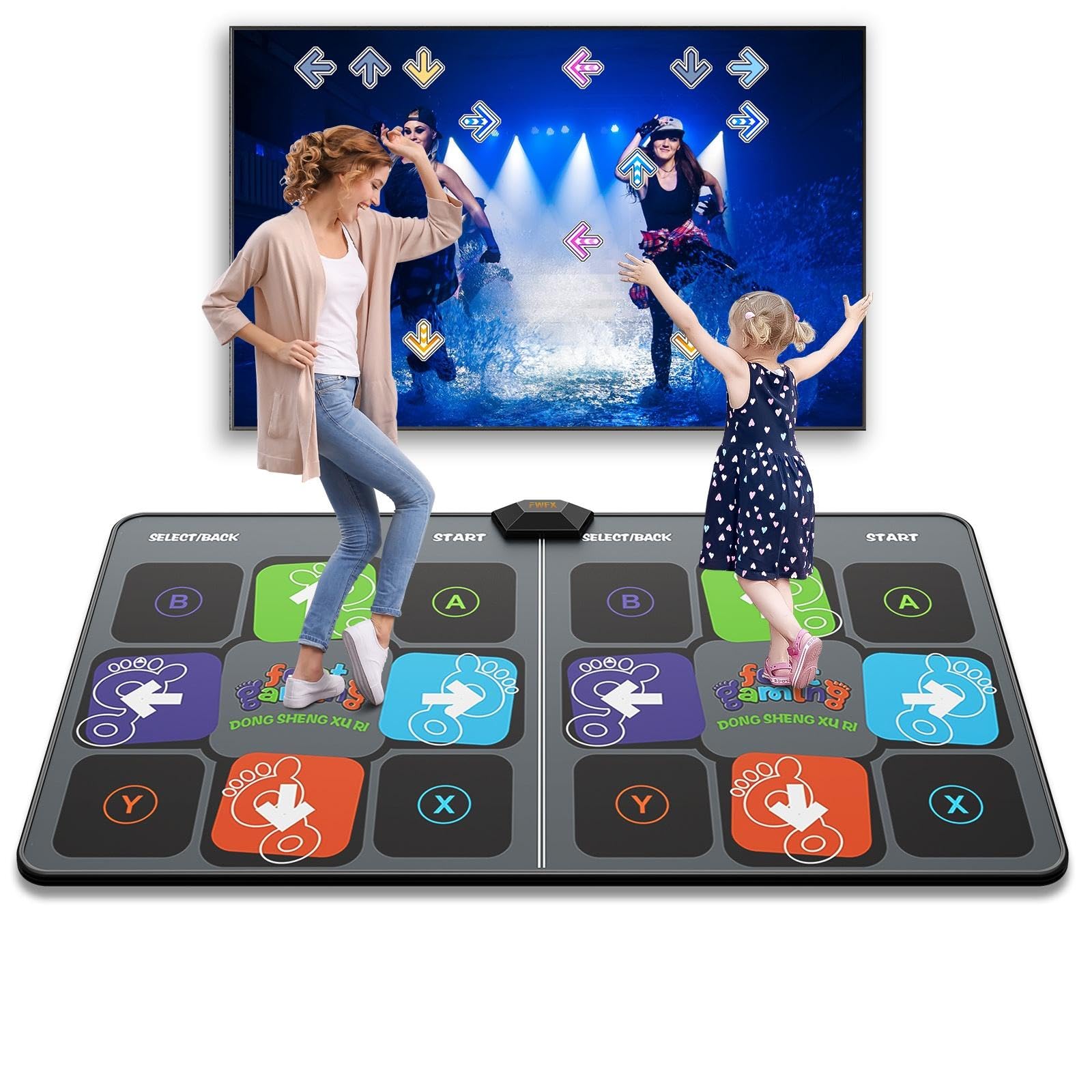 FWFX Tappetino da ballo per giochi TV, wireless, musicale, elettronico, per bambini e adulti, 2 giocatori, per esercizi attivi al chiuso, per feste in famiglia, compleanni per ragazzi e ragazze