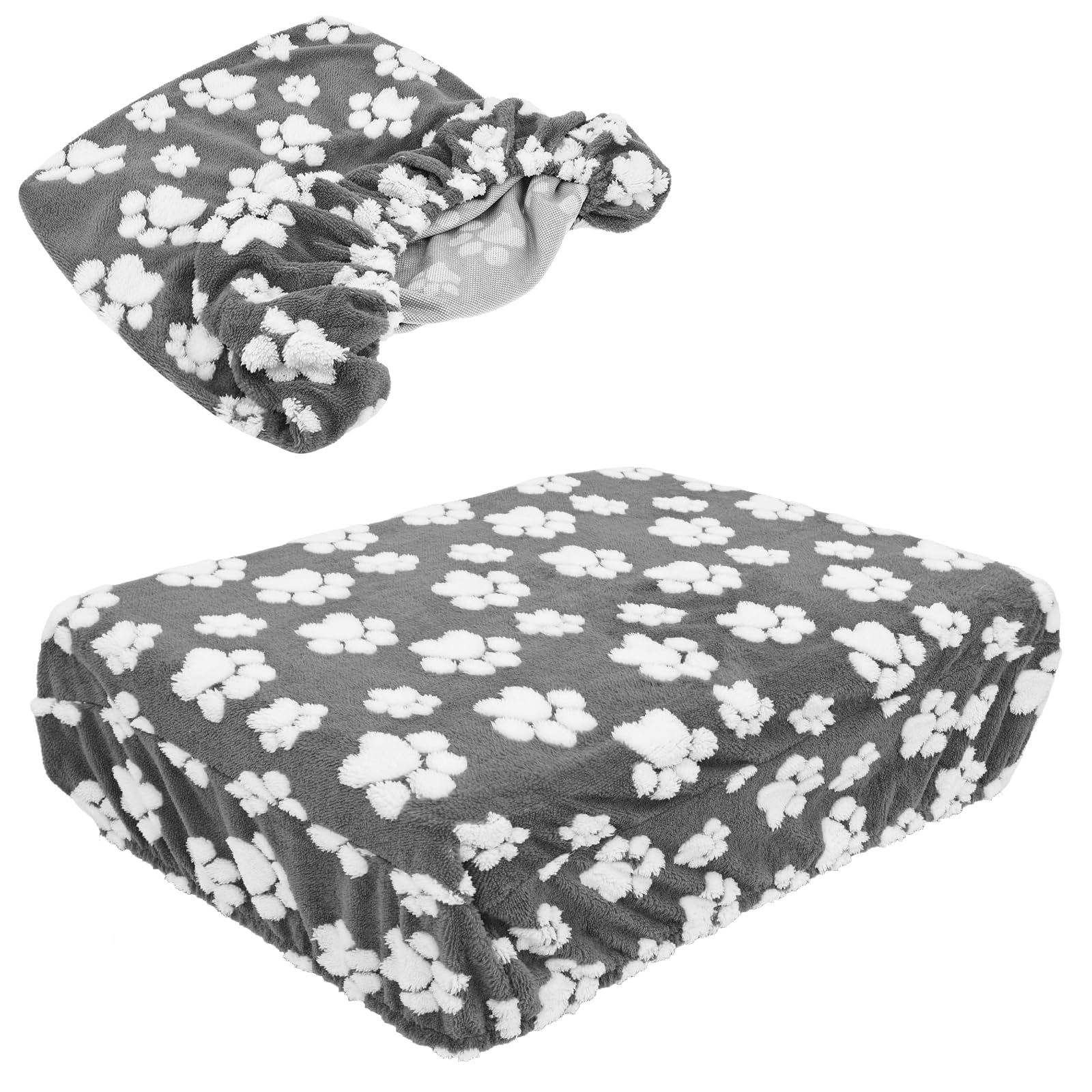 Funda de cama lavable para perros, impermeable, suave terciopelo de algodón, funda de edredón para perros, solo como repuesto, reutilizable para mascotas (90 x 70 x 20 cm) (gris oscuro-L-1)