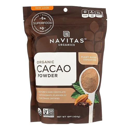 Navitas Naturals Cacao en polvo orgánico crudo de 16 onzas caja de 6 100 orgánicos sin gluten sin levadura sin trigo vegano