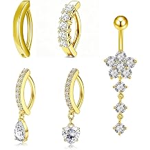CocCCoon 5 PCS Dangly Belly Button Bars Set, Anti Curved Shape Belly Button Bars Gold Floating Navel Piercing Jewelry, Dainty Body Piercing Fashion Decor For Daily Party Casual WearGold