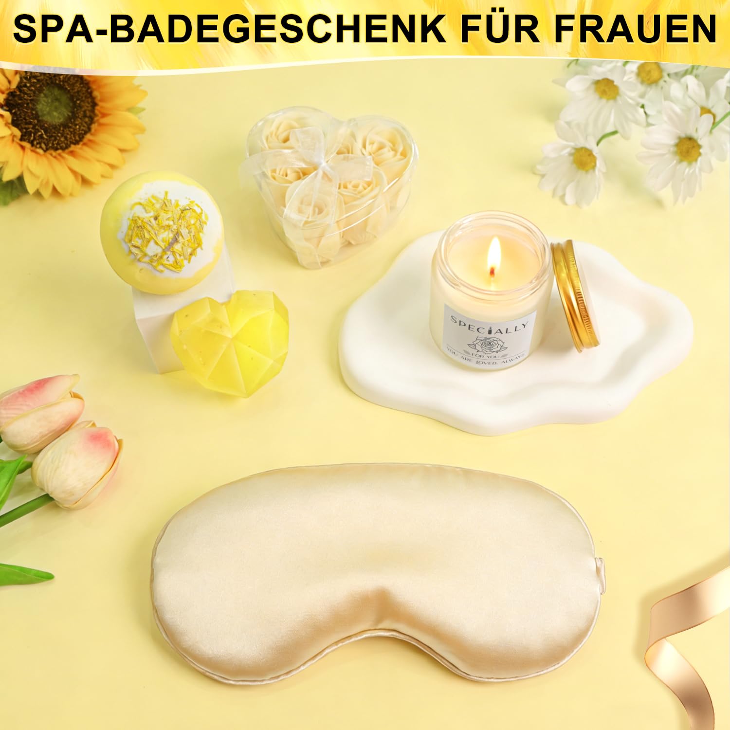 Geschenke für Frauen, 12-teiliges Geburtstagsgeschenk für Frauen, Geschenkset frauen, Weihnachtsgeschenke, Wellness-Geschenke, Entspannungsgeschenke für Sie, Mama, Oma,Freundin, Schwester(Sonnenblume)