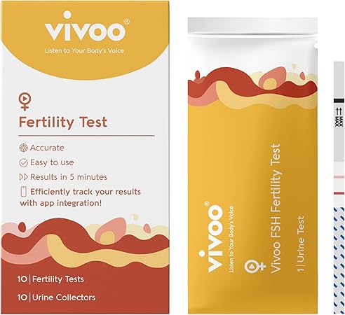 Vivoo Fertility Test, Monitor Your Ovarian Reserve at-Home, Scan & Track Your Results with Vivoo App, Individually Wrapped 10 Fsh Test Strips and 10 Urine Collector Vivoo Fertility Test, Monitor Your Ovarian Reserve at-Home, Scan & Track Your Results with Vivoo App, Individually Wrapped 10 Fsh Test Strips and 10 Urine Collector