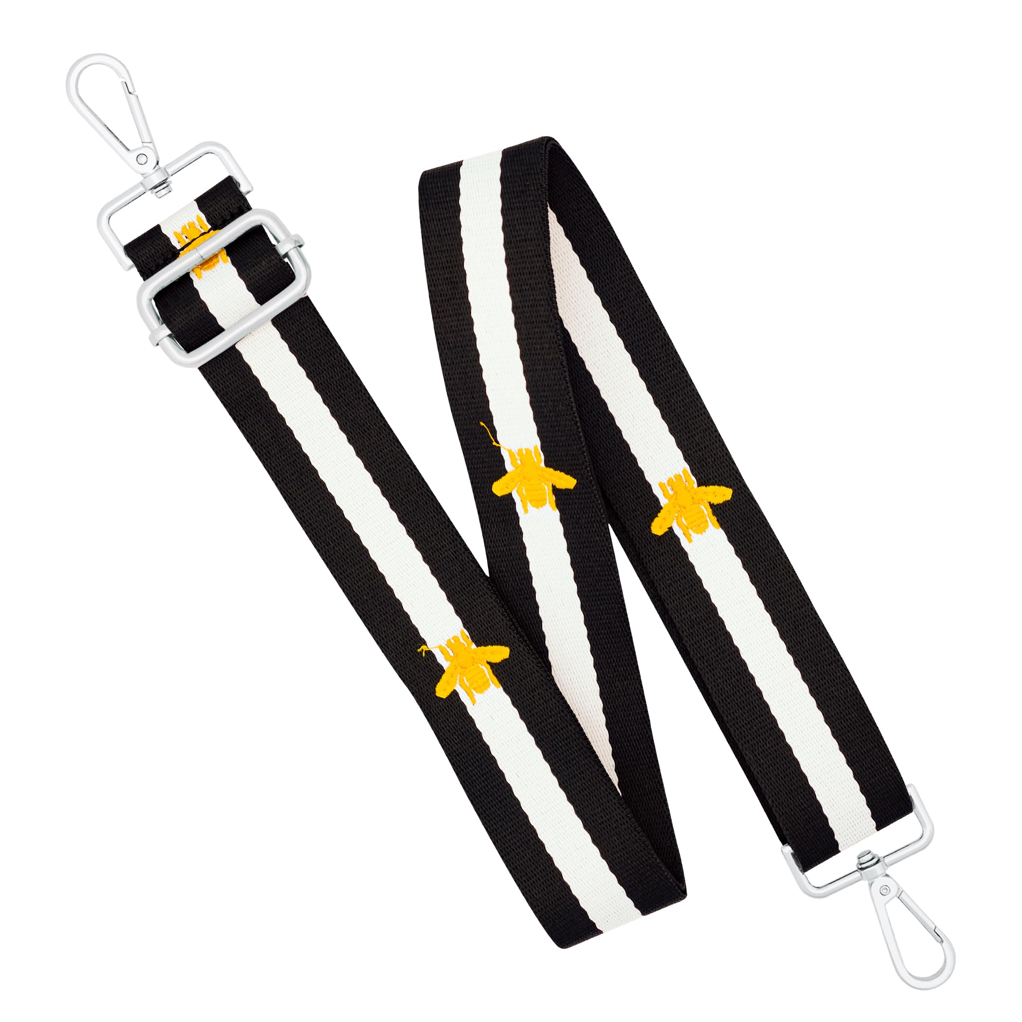 chushui Silver Hardware Purse Strap,Replacement Crossbody Adjustable Shoulder Strap for Handbag Bag(Bee-Black And White Stripes)