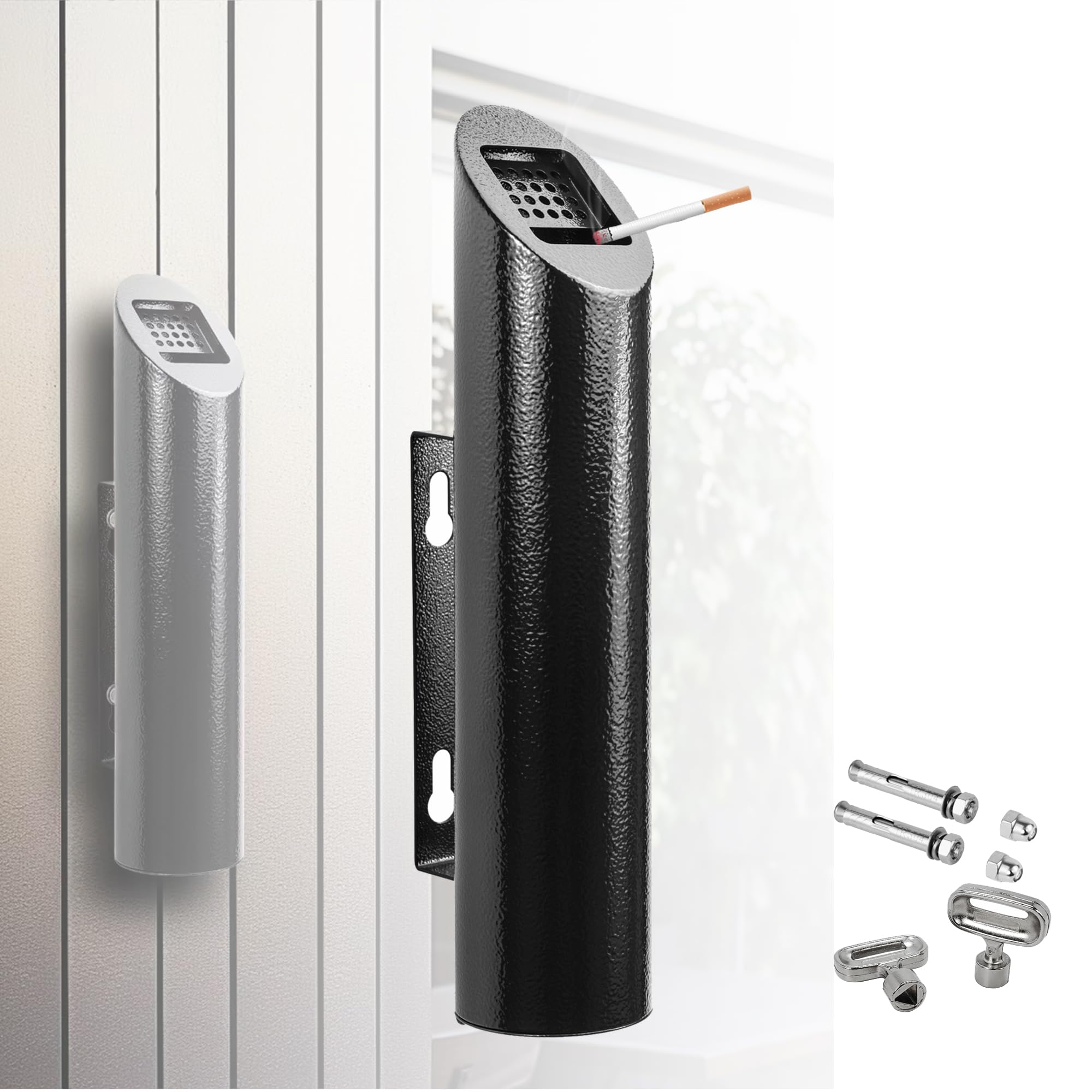 Wall Mounted Ashtray,Wall Mounted Cigarette Bin,Cigarette Ashtray,Cigarette bin,Cigarette Butt Receptacle,Black