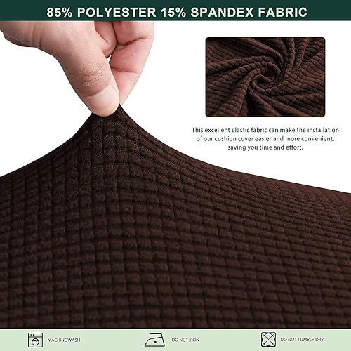 Miniatura 4 de CHUN YI Funda de cojín elástica tamaño mediano, adecuada para sillón y sofá biplaza, color chocolate