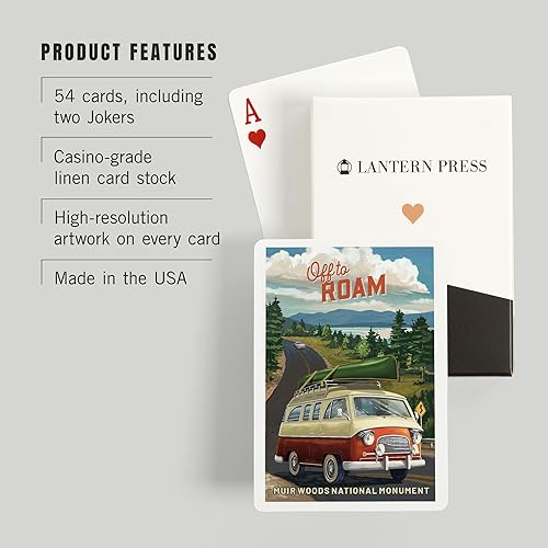 Miniatura 3 de Lantern Press Muir Woods National Monument, California, Camper Van, Off to Roam, 52 Playing Cards for Adults, Poker Size Card Deck