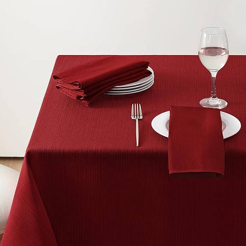 Softalker Mantel rectangular navideño de jacquard  Funda de mesa de damasco con líneas geométricas, impermeables, resistentes a las manchas,