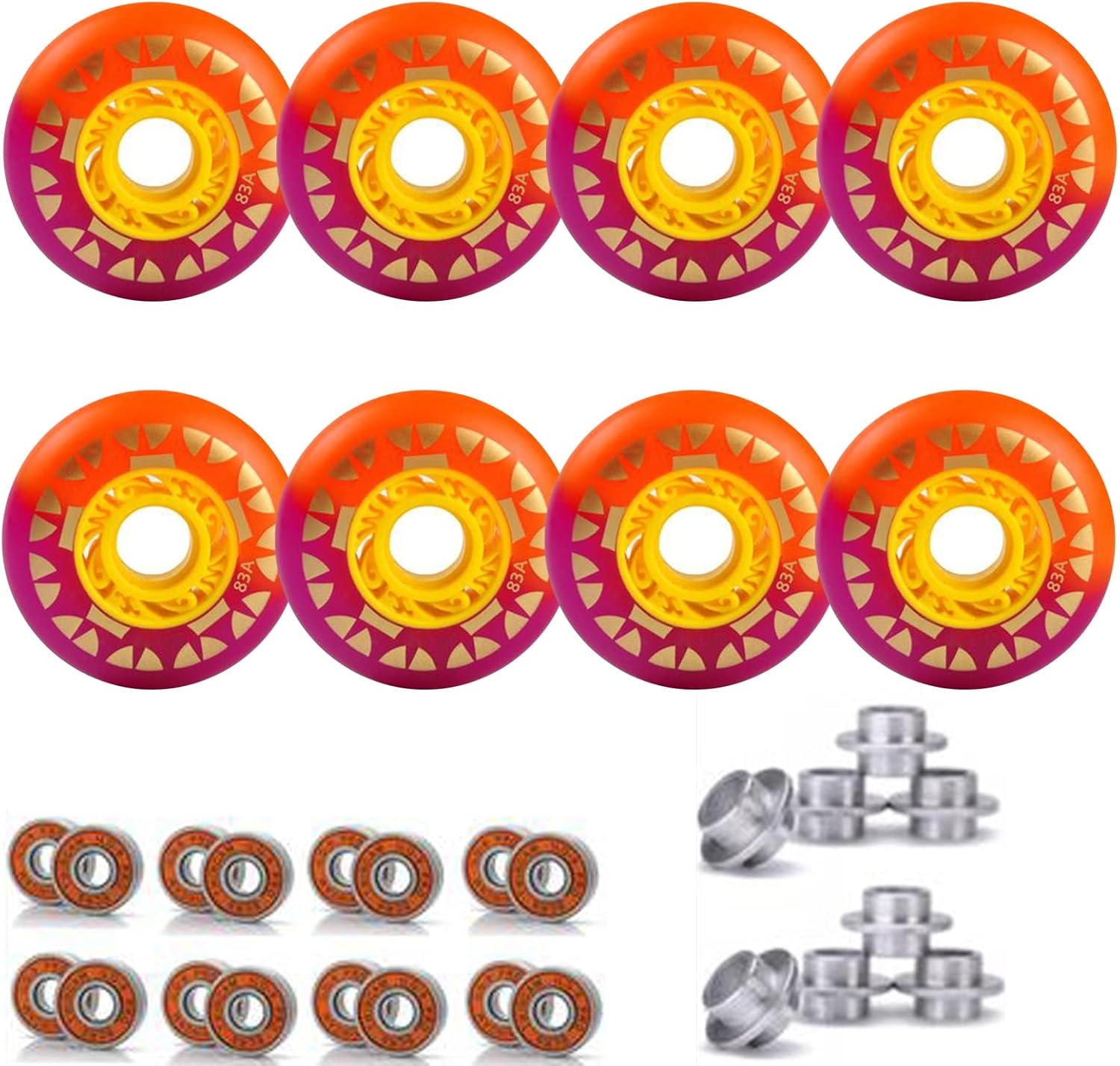 Roller Skate Wheels Outdoor & Indoor Inline Skate Wheels 8 Pack 83A 72mm 76mm 80mm Wear-Resistant PU Inline Skate Replacement Wheels Skate Wheels Skating Wheels