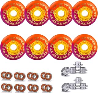 JHKJ 8 Pack 83A Inline Skate Wheels 72mm 76mm 80mm Wear-Resistant PU Inline Skate Replacement Wheels Indoor/Outdoor Skate Wheels