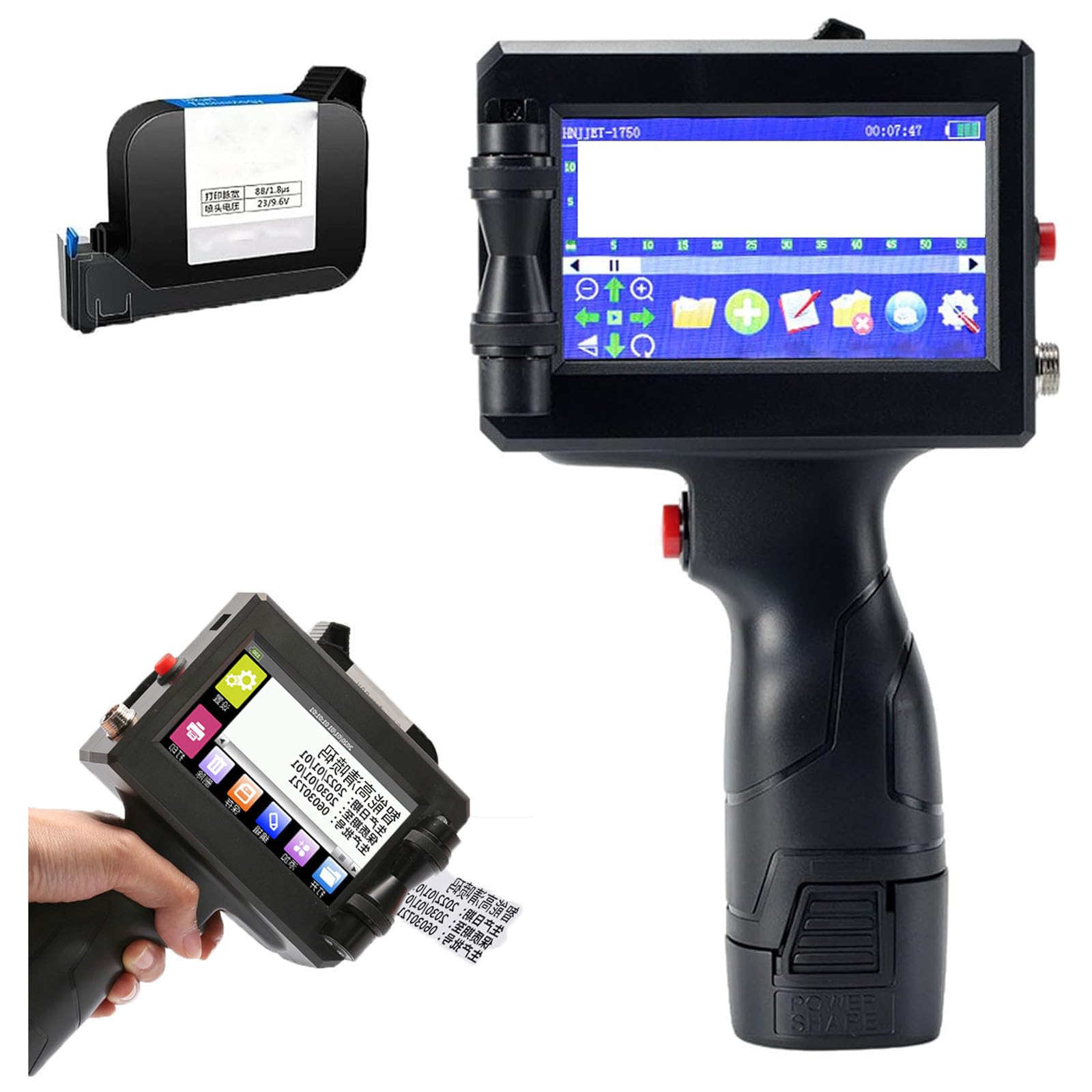 RedAeLImprint Machine,Handheld Inkjet Printer Gun for Clothes,Portable Imprint Handheld Printer with Quick-Drying Ink Cartridge,Imprint Printer for Qrcode, Barcode, Batch Number, Label, Date (White)