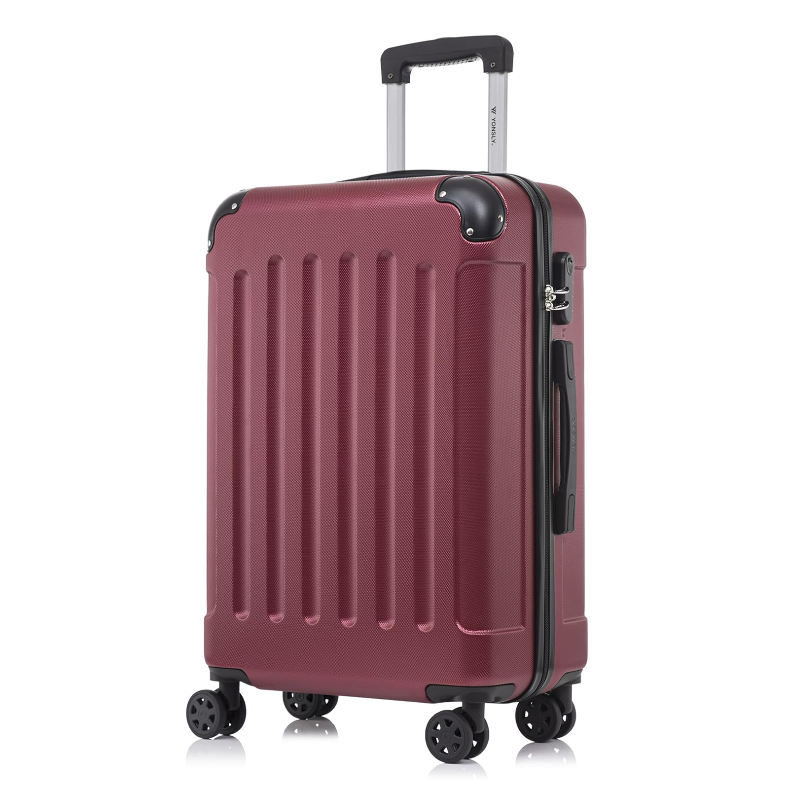 yonsly Koffer Suitcase, Trolley Reisekoffer, Rollkoffer Handgepäck mit 4 Rollen 360°, ABS Hartschalen, Sicherheitsschloss, Weicher Gummigriff, 210D-Futter