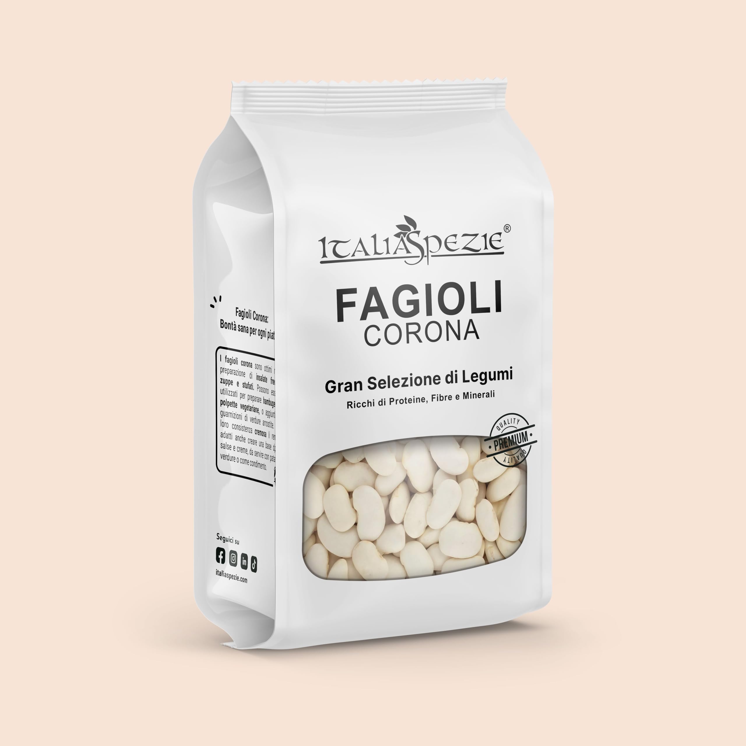 ITALIA SPEZIE - Fagioli Corona - Pacco da 5 x 500 g - Fagioli Bianchi di Spagna