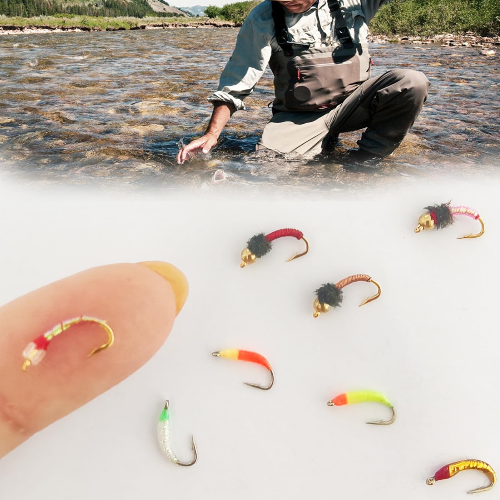 Fliegenfischen Fliegen Set, 134Stk Forellenköder mit Fliegenbox, Trockene Nasse Fliegen Fishing Lures, Nymphen, Streamers, Popper