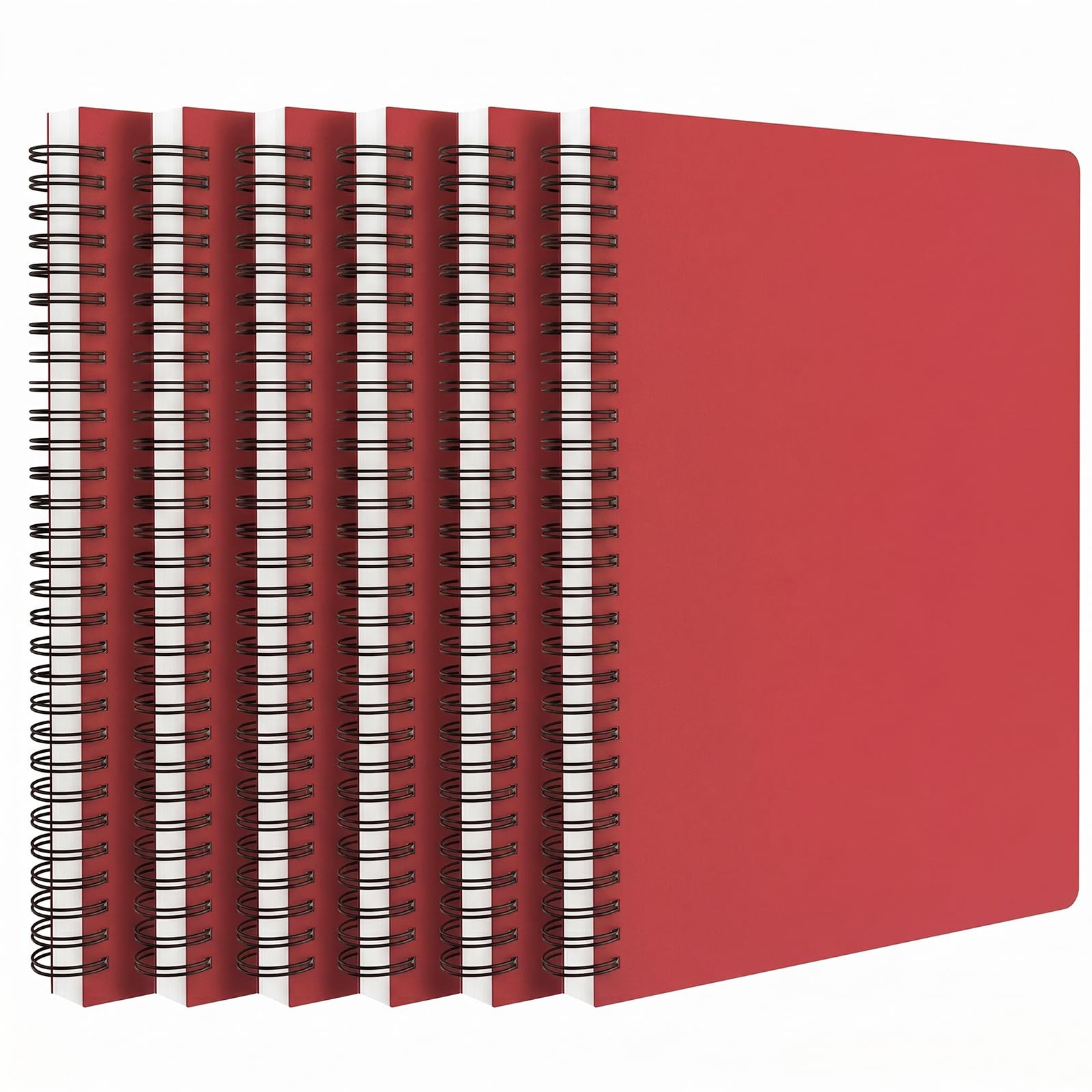 EUSOAR Quaderni per lavoro, 6 confezioni da 18,5 x 25,9 cm, B5, a righe, rosso, a righe, 120 pagine/60 fogli, piccoli quaderni a spirale per affari, diario, blocco note per lavoro, scuola