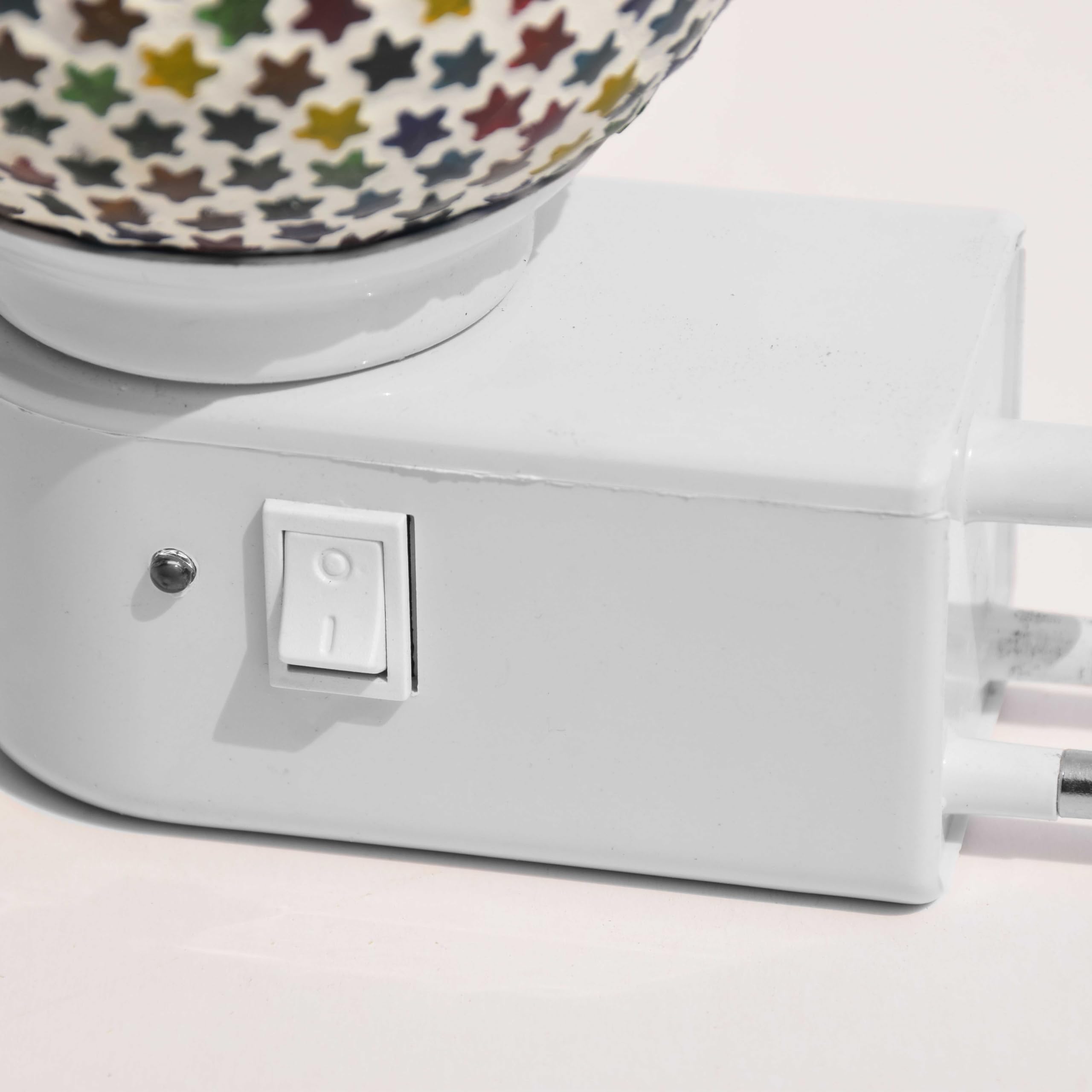 Pure Source (India) Electric Aroma Diffuser | Kapoor Dani Cum Night Lamp Multi Functional Essential Oil Camphor Burner for Fragrance with Switch On/Off Button for Heating (Small Stars - Round) 4