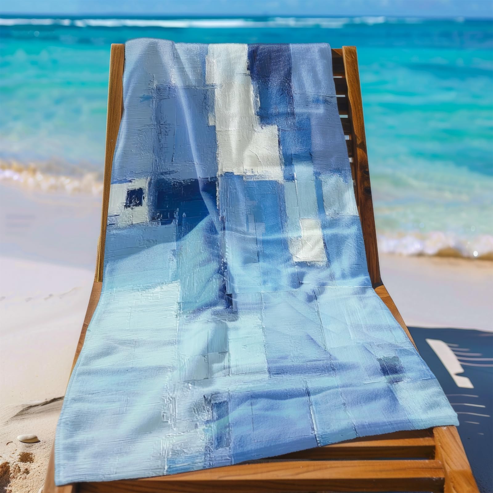 Générique Serviette de Plage XXL Graffiti Bleu Clair Blanc