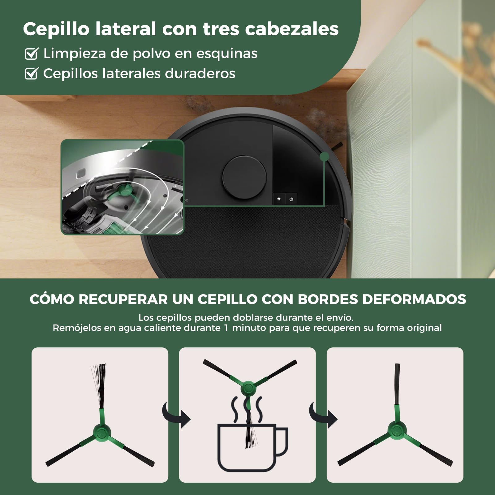 Para iRobot Roomba Plus 405 Combo / 505 Combo / 507 Combo, Serie 400/500, Yivy Kit de 24 Accesorios: 1 Cepillo Principal, 6 Laterales, 4 Filtros, 6 Mopas, 6 Bolsas