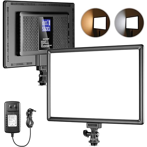 NEEWER LED Video Soft Light Panel,19.5W Ultra Slim Dimmable Bi Color Studio Camera Light with 2PCS 4000mAh Built in Lithium Batteries, 3200-5600K CRI95+ for Photography Video Recording Live Streaming