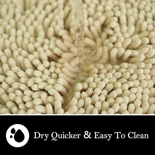 Miniatura 4 de Alfombras de baño de chenilla, superabsorbente, fuerte PVC antideslizante, tapetes de baño para baño, felpa peluda, gruesa, lavable a máquina,