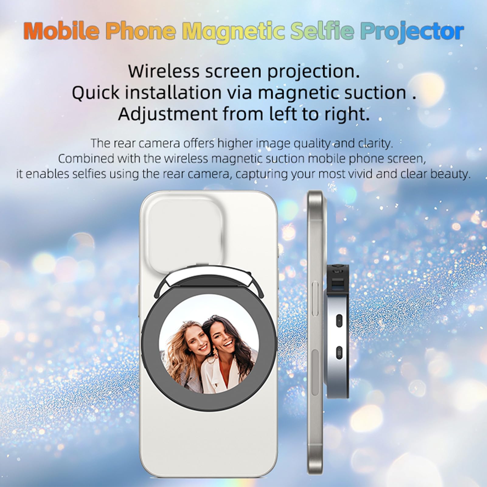 Fockety Telefon Magnetyczny Ekran Selfie Selfie, 2.1in Telefon Selfie Monitor Screen Bezprzewodowy BT Pilot Pilot za pomocą Tylnej Kamery na żywo do Selfie Vlog