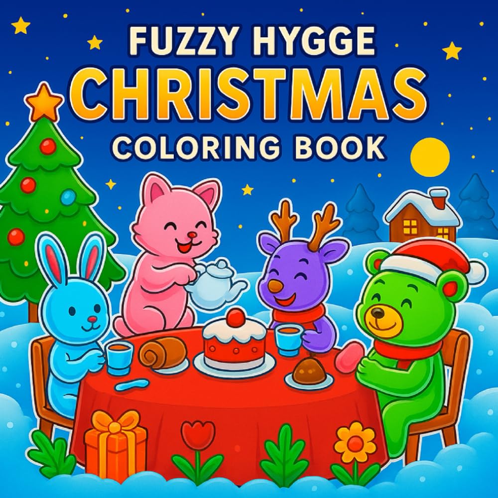 Fuzzy Hygge Christmas Coloring Book: Cozy Winter Scenes, Fuzzy Animals, Scandinavian Hygge Designs, and Relaxing Christmas Coloring Pages for Adults & Teens