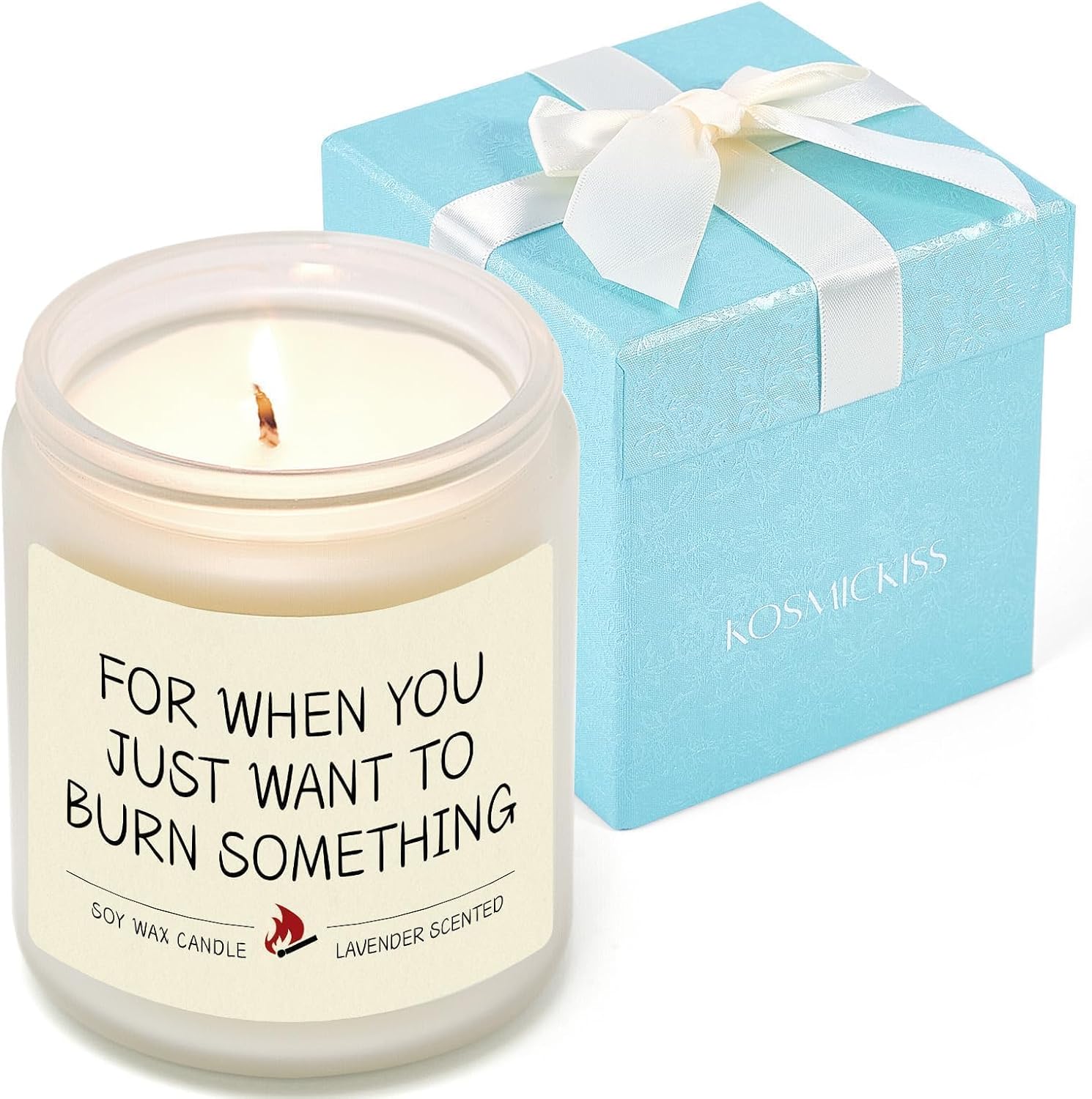 KOSMICKISS Stress Relief Lavender Soy Candle 9oz