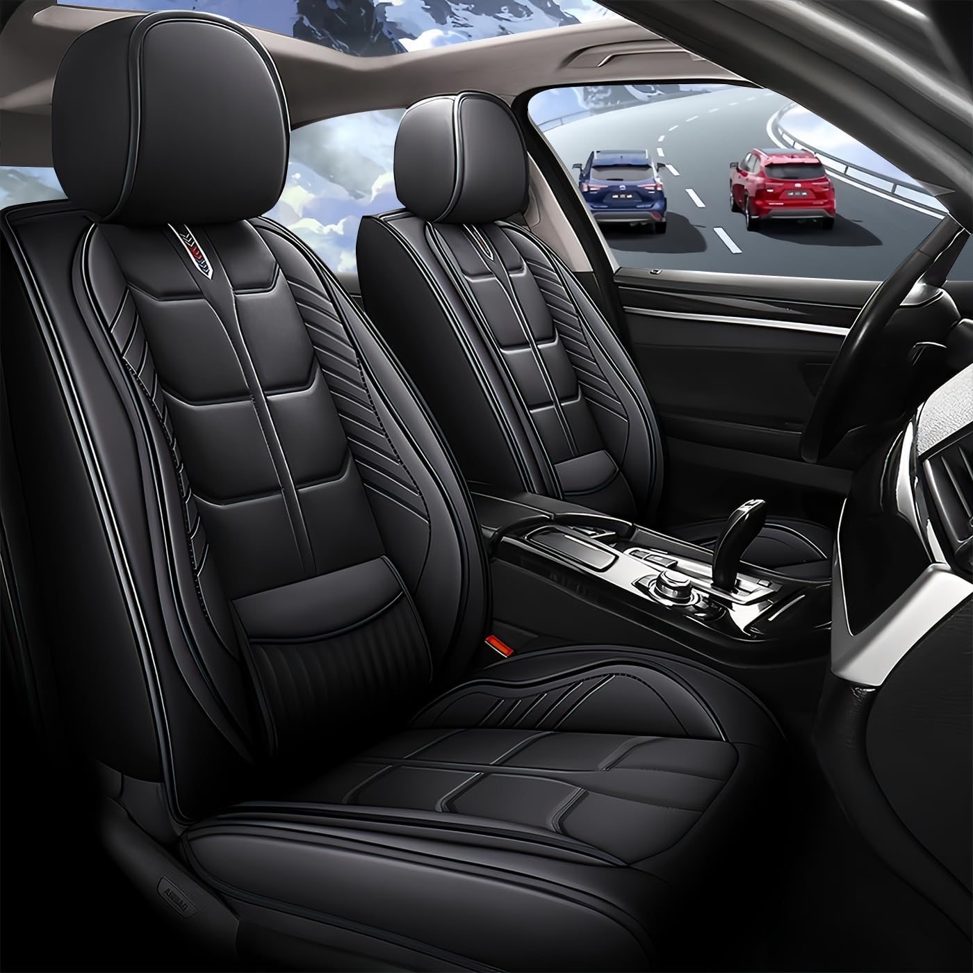 Custom Fit for Buick Enclave 2008-2025 Car Seat Covers Full Set,7-Seats PU Leather Seat Protectors | Heated & Ventilated | SRS Airbag Compatible |Full Set,Black