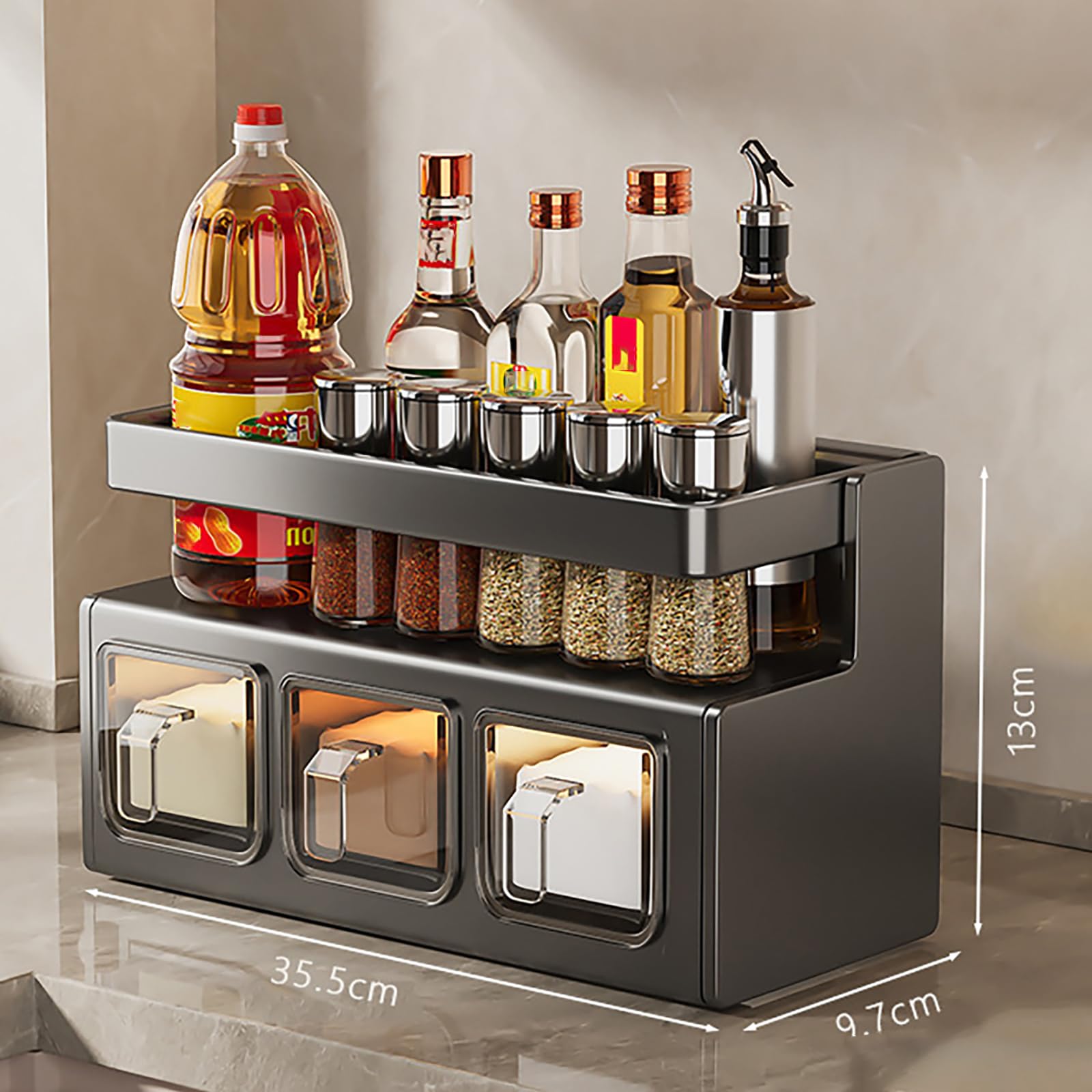 ARMAAN Organizador De Especias Con Frascos Extraíbles, De Pie O Para Montar En La Pared. Estante Para Especias De Cocina, Organizador De Condimentos Para Un Almacenamiento Ordenado,A 1
