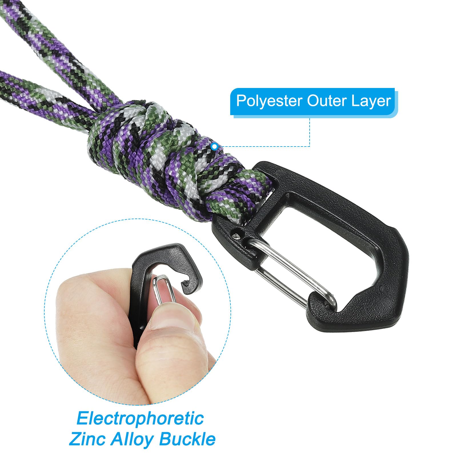 PATIKIL Badge Lanyard 4.7 Inch, Necklace Keychain Cord Metal Clasp Hook Ring Strap for Keys Whistle ID Card Badge Holder Camo Purple - Image 4