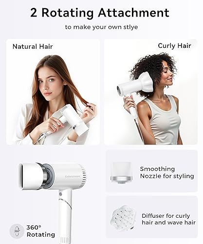 Miniatura 5 de Secador de pelo, 100,000 rpm, secador de alta velocidad para mujeres y hombres, secado rápido, 500 millones de iones negativos, control de calor,