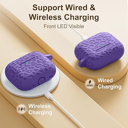 Vista 345 de Funda para Airpods de 2ª y 1ª, silicona suave, leopardo, compatible con Apple AirPods de 2ª/1ª generación de carga con llavero, a prueba de golpes