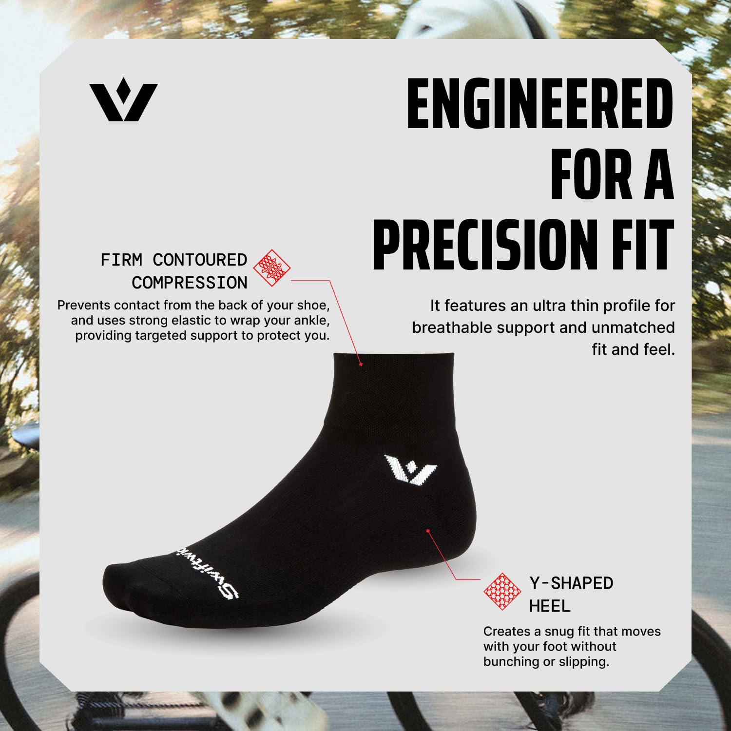 Swiftwick - Calcetines de correr y ciclismo ASPIRE Two, ligeros, ajuste de compresión