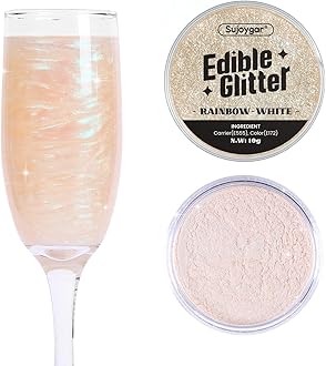 (10g) Edible Glitter for Cakes, Cocktails, Drinks - Iridescent White Edible Glitter Bulk - 100% Food Safe Cake Luster Dust Edible - Unicorn Food Decoration Wedding Party - No Taste