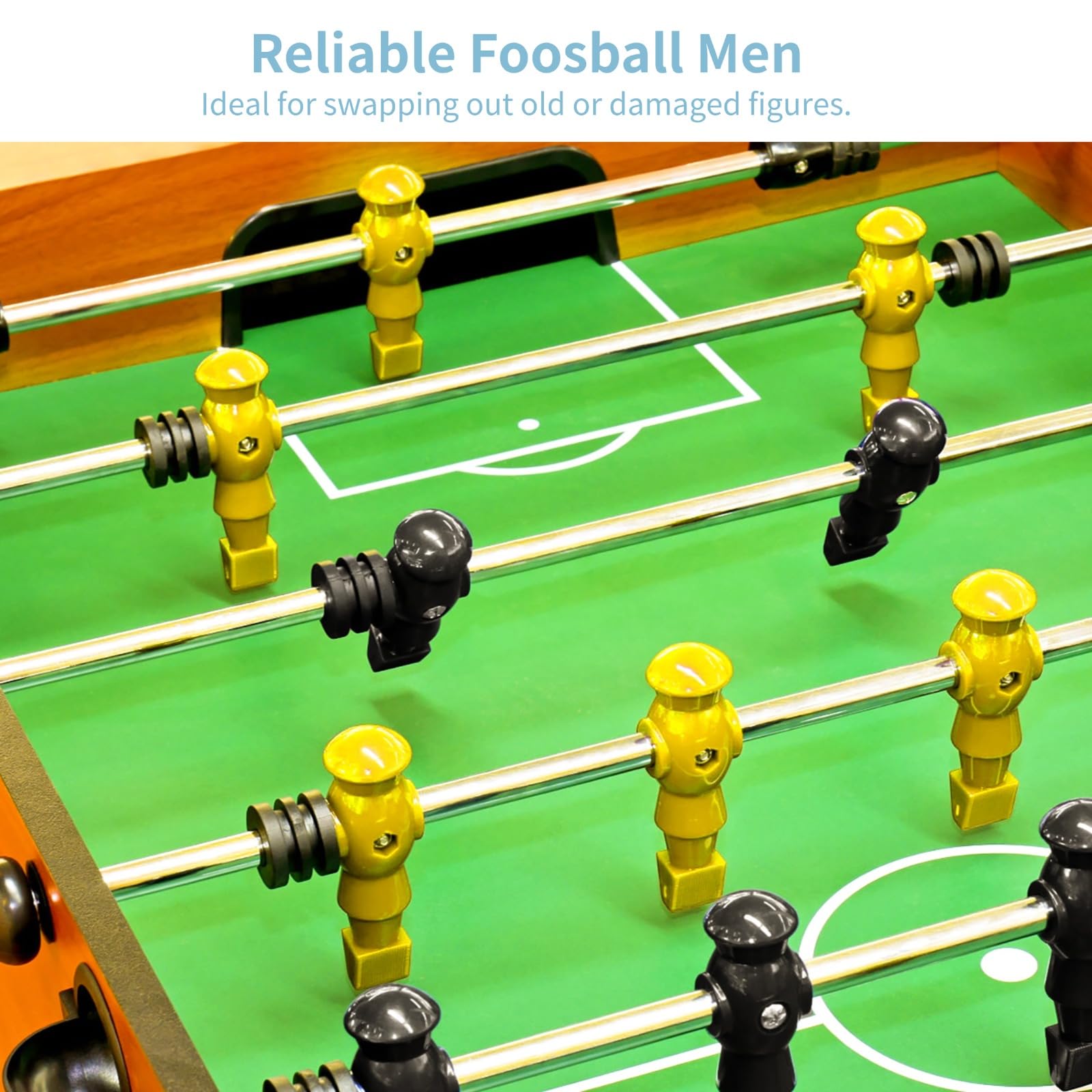 Calolin 26 Pcs Foosball Men, Resin Foosball Replacement Parts, Table Soccer Player Set for Tournament Foosball 13 Black and 13 Yellow - Image 3