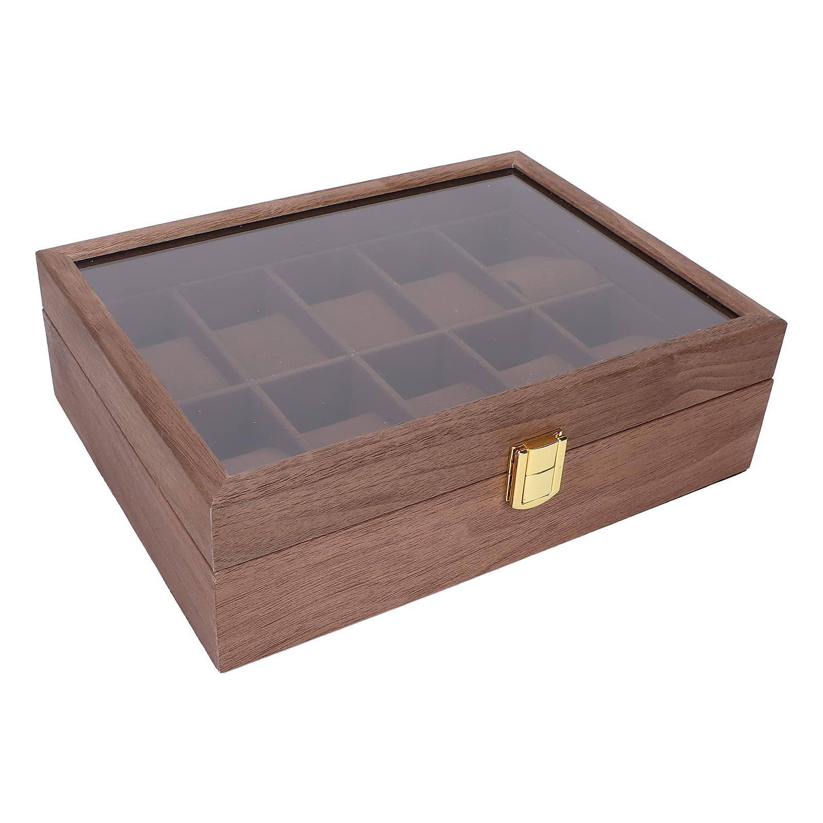 Caja para Relojes con Tapa Transparente y 10 Compartimentos para Almacenamiento de Joyas y Relojes, Terciopelo Cuero PU de Primera Calidad, 26,5 X 20 X 8 Cm
