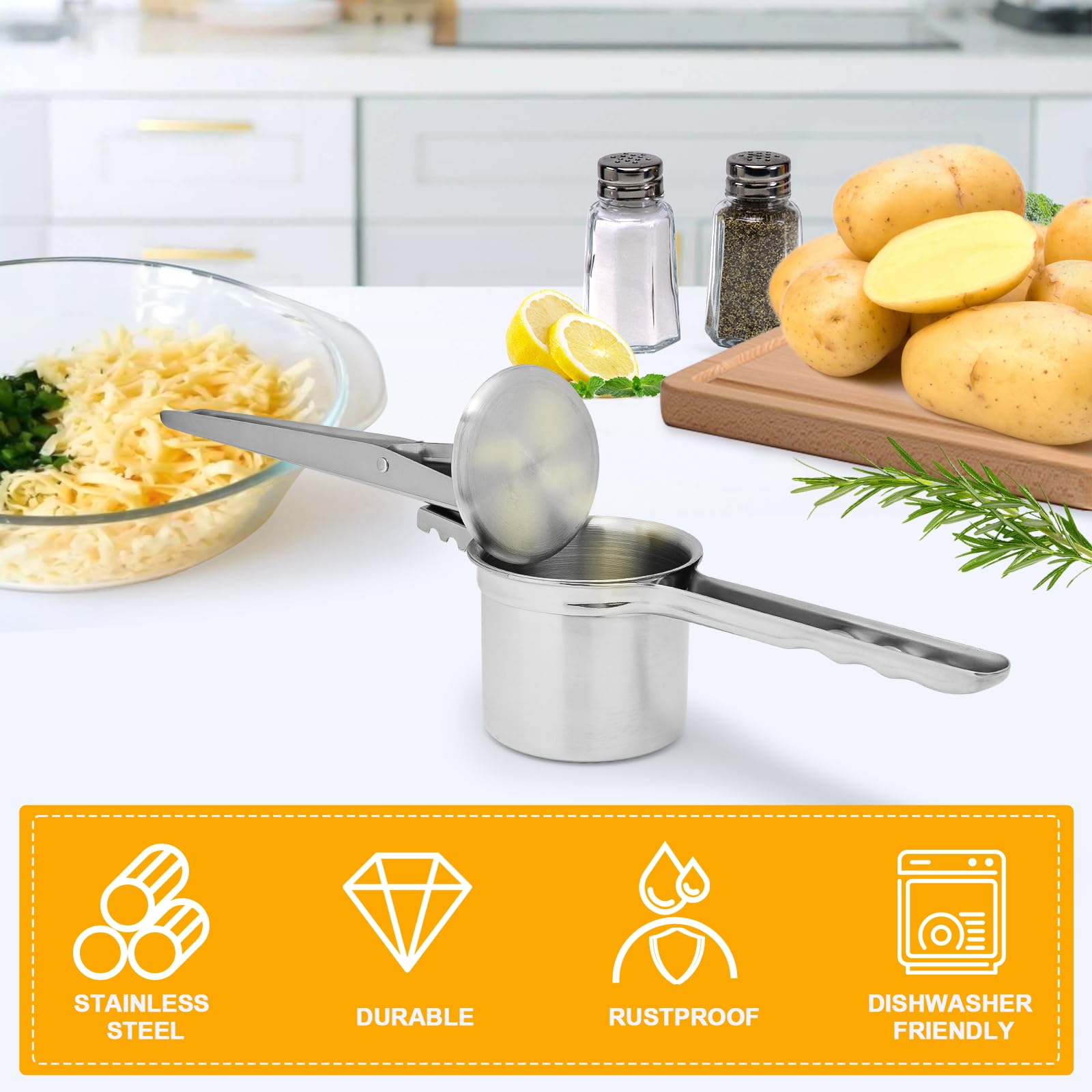 Presse Légumes Acier Inoxydable Presse Purée Inox Vegena - Broyeur Pommes De Terre Professionnel Presse Légumes Inoxydable