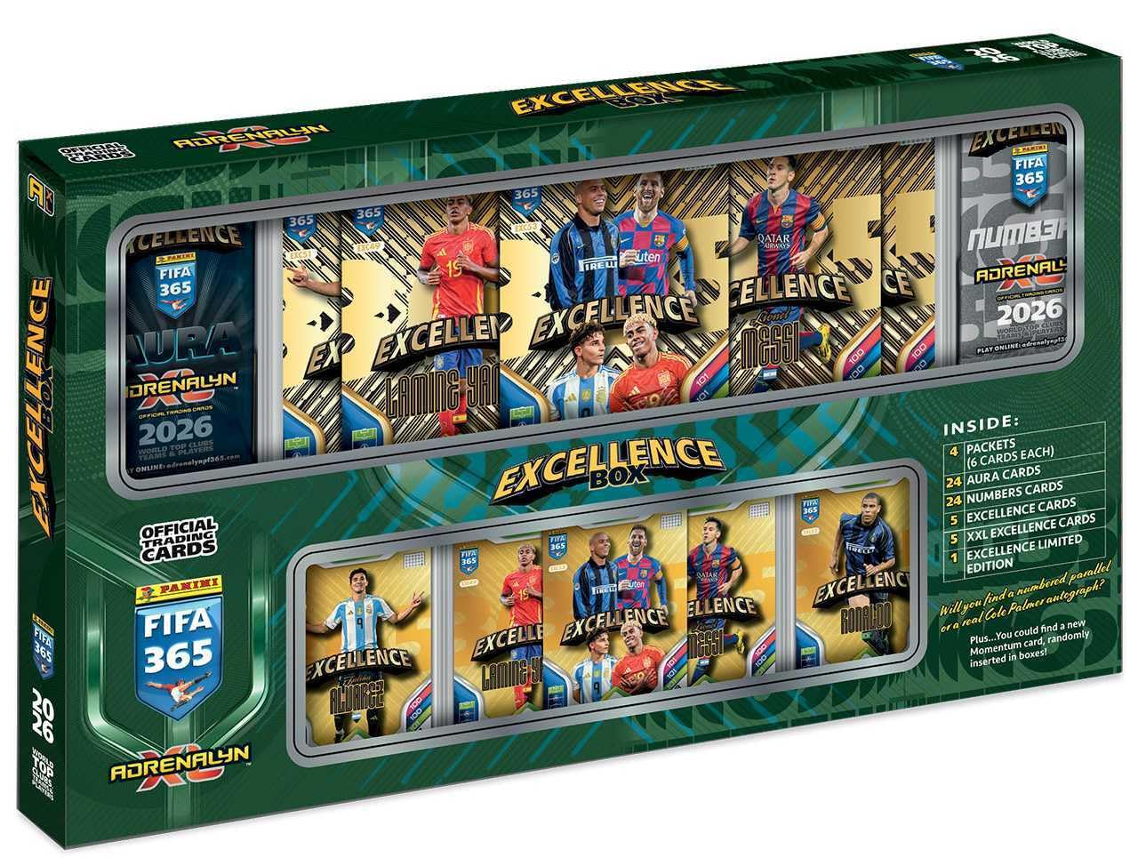 PANINI FIFA 365 2025/2026 – Cartes Adrenalyn – Excellence Box Football Trading Cards et BB-Toy-Trades Toploader