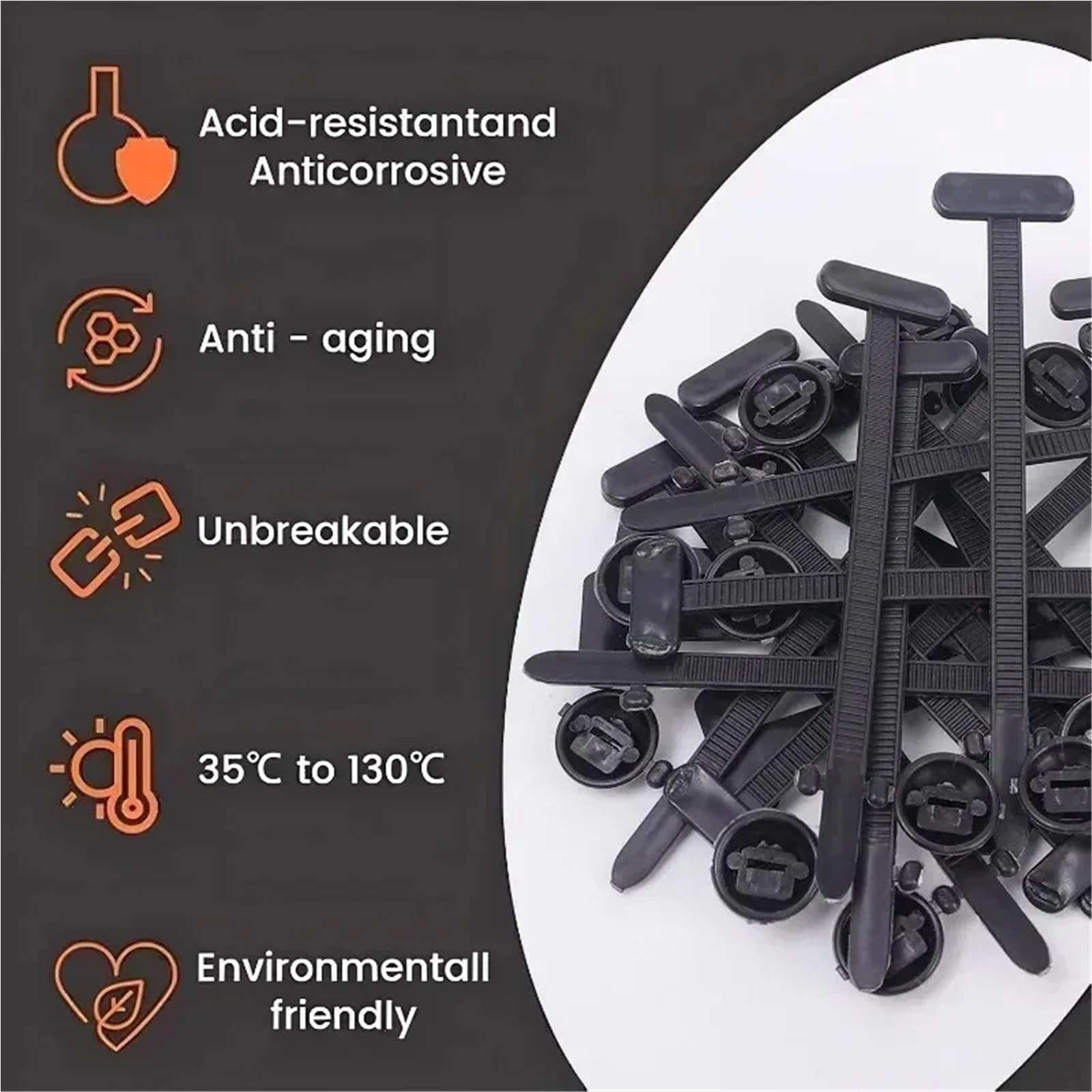 Fascette per cerniere da 1000 a 100 pezzi, autobloccanti, in nylon, universali, resistenti, con perno e bottone, cinghie di fissaggio per riparazione quotidiana dell'auto (1000 pezzi)