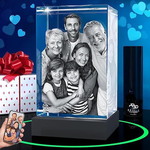 ArtPix 3D Foto de cristal de alta calidad, regalos personalizados para mujeres, esposa, ella, él, hombres, marido, abuela, gran regalo personalizado