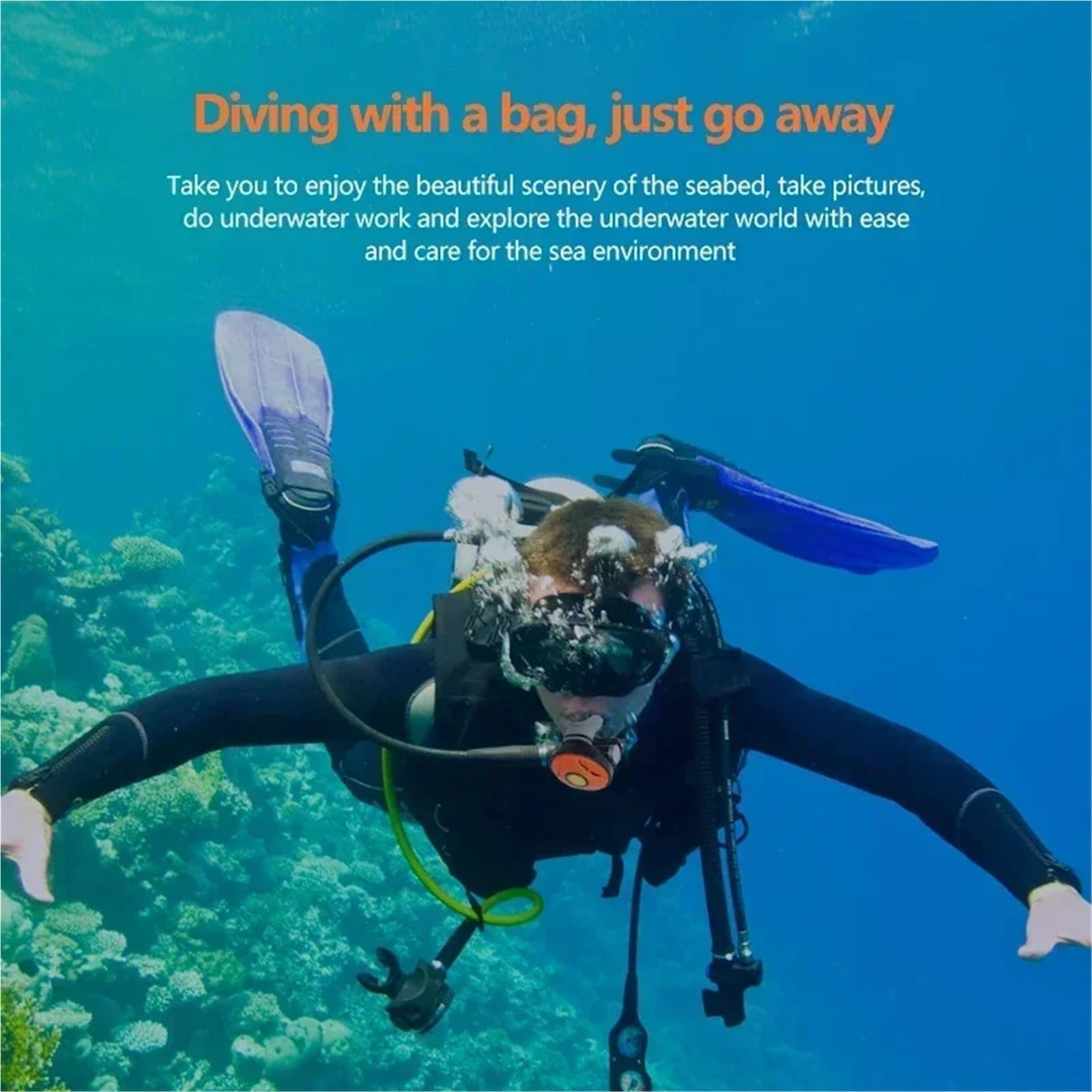 Maschera da snorkeling Maschera Attrezzatura per immersioni subacquee modello 2023, ventilatore mobile, senza serbatoio, impermeabile, portatile
