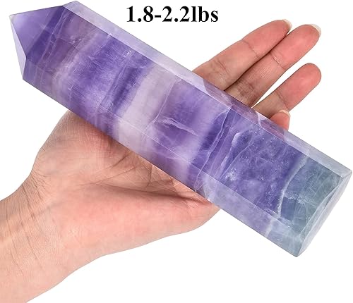 Miniatura 2 de AMOYSTONE Torres de obelisco de cristal curativo grande, varita de punto de fluorita violeta púrpura para decoración del hogar, curación de reiki,