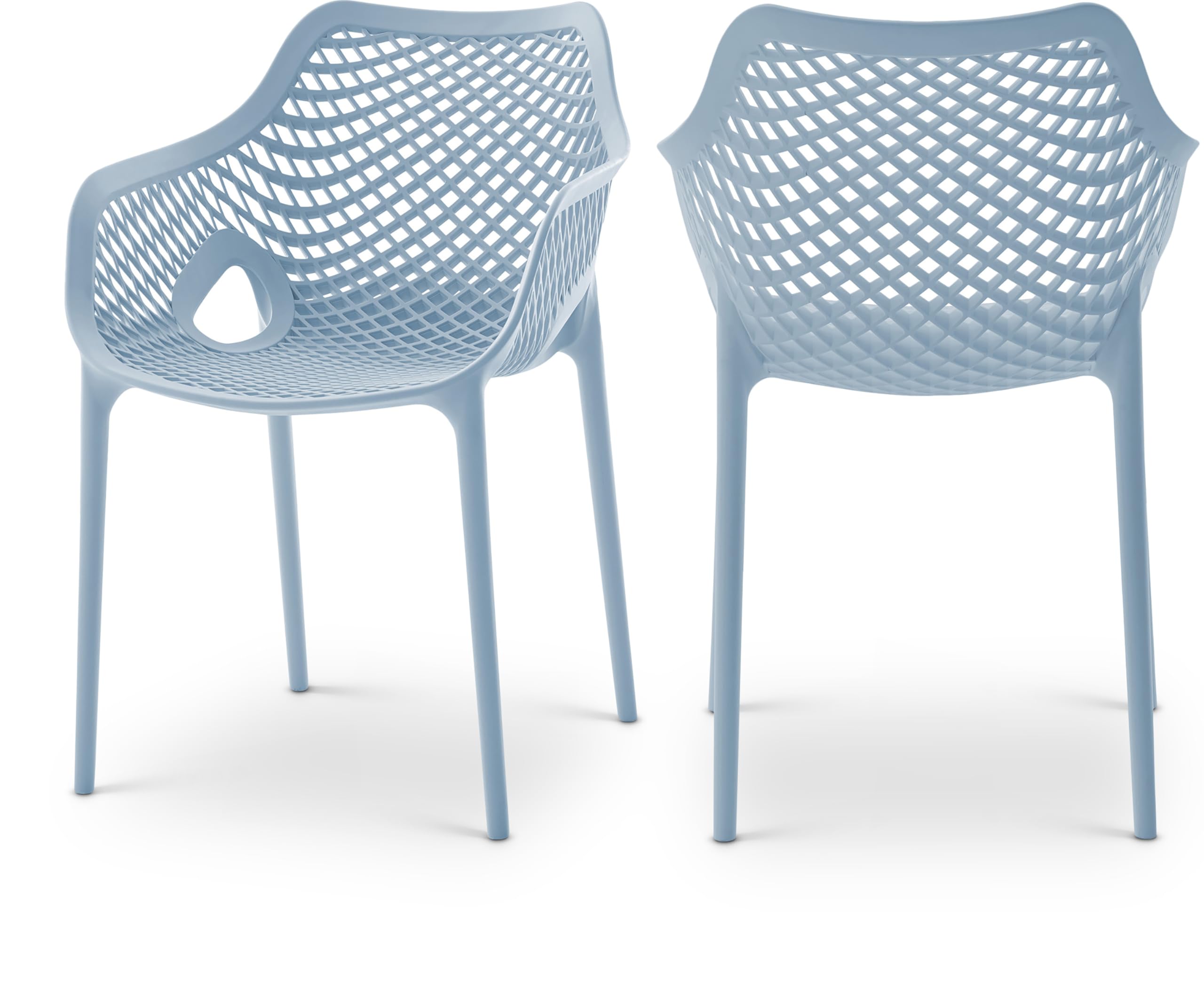 Photo 1 of Meridian Furniture 329SkyBlue Mykonos Collection Modern | Contemporary Outdoor Patio Dining Chair with Sky Blue Polypropylene Plastic, Weather Resisting, 22.5" W x 24.5" D x 31.5" H, Blue, Set of 4