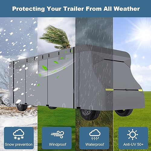 Miniatura 7 de Cubierta de autocaravana clase C  7 capas antidesgarros mejorada para autocaravana de 16 a 20 pies, impermeable, anti-UV, resistente al viento, con