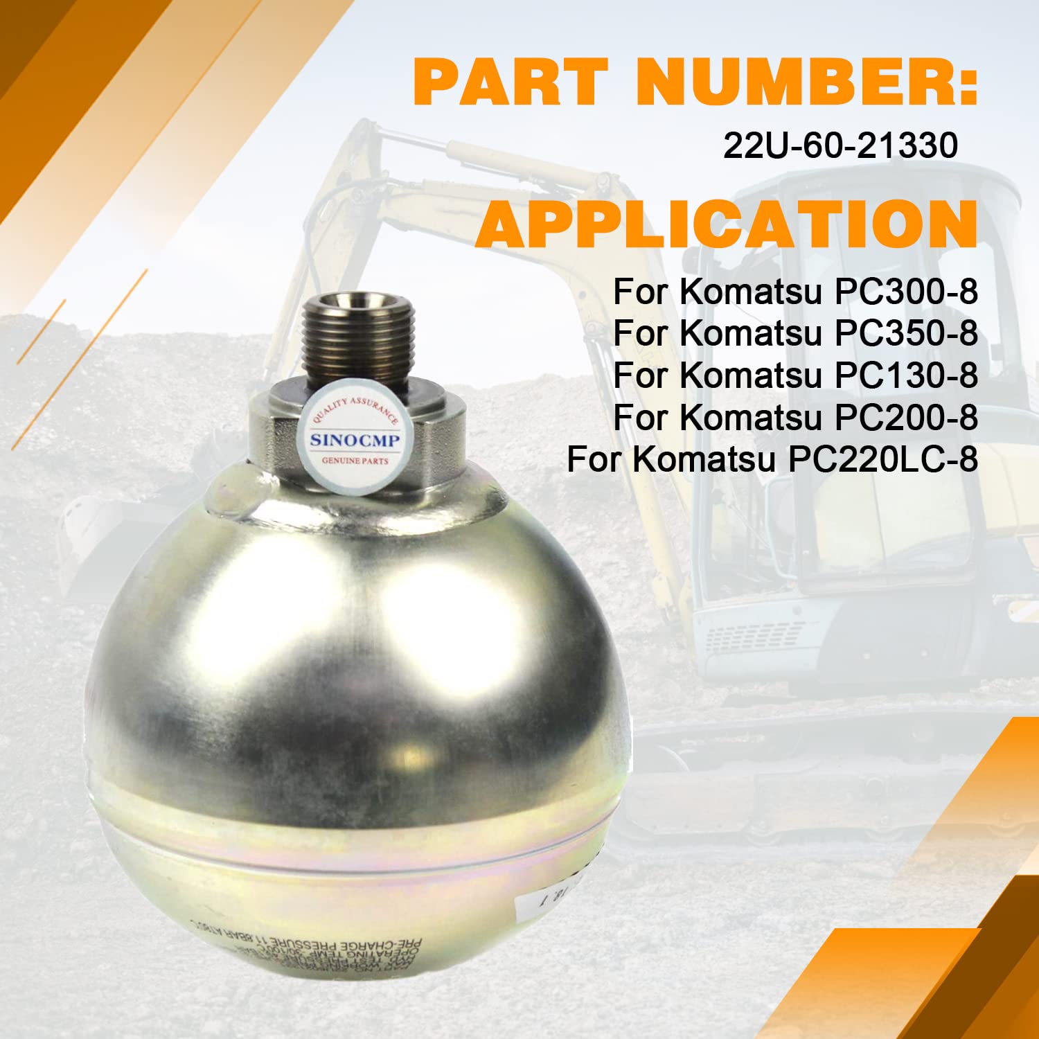 22U-60-21330 Acumulador - SINOCMP Acumulador para Komatsu PC300-8 PC350-8 PC130-8 PC200-8 PC220LC-8 Excavador Piezas, 3 Meses de garantía